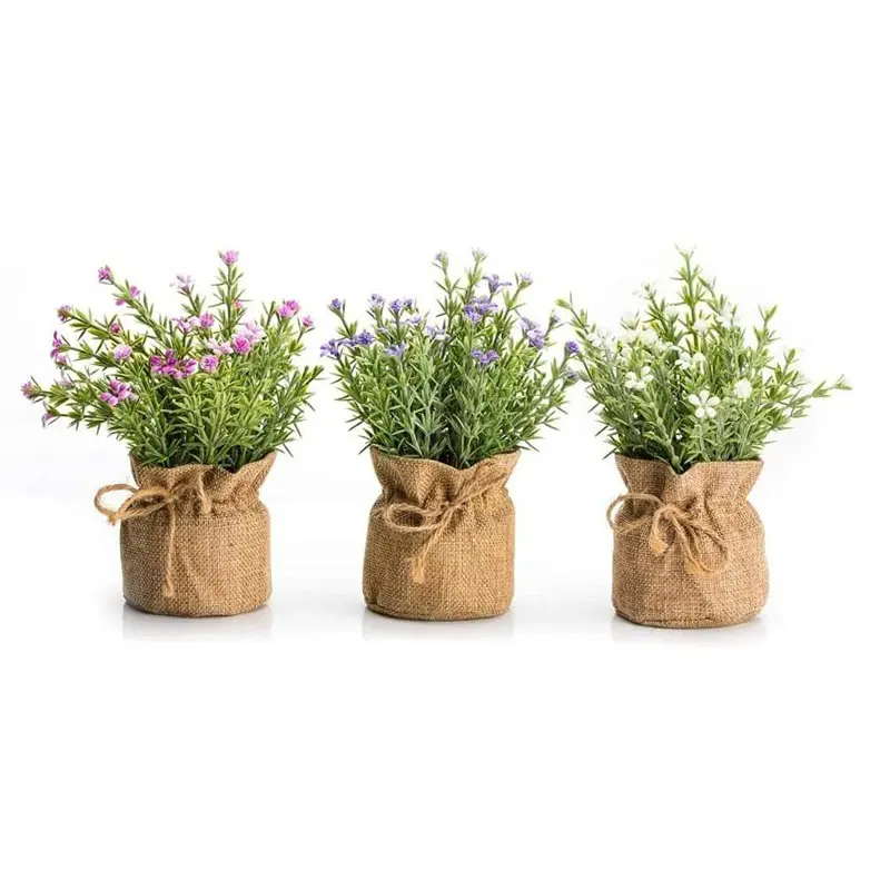 Wholesale High Quality Indoor Decoration Burlap Sack Fabric Plant Pots For Garden Indoor Decor