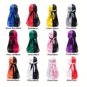 Gorro Turbante de Cola Larga de Dos Colores, Directo de Fábrica, Gorro Elástico para el Cuidado del Cabello, Durags Sedosos para Hombre, 12 Colores - Product Image 1