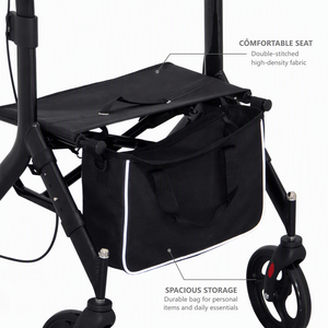 8 inch grote wielen <span class=keywords><strong>rollator</strong></span> met zitting, opvouwbare aluminium mobiliteitshulp voor senioren, draagvermogen 300 lbs - Product Image 3