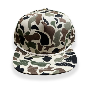 2023 bán buôn biểu tượng tùy chỉnh đồng bằng trống <span class=keywords><strong>5</strong></span> Bảng điều chỉnh Camo Snapback cap với sợi dây thừng - Product Image 1