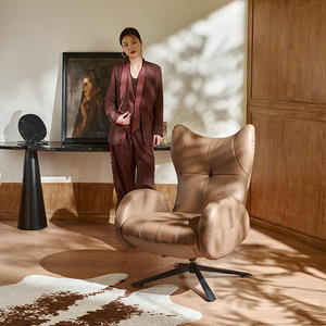 Sillón Individual de Diseño Moderno, Reclinable, Giratorio, Tapizado en Cuero, para Sala de Estar, Cómodo, para el Hogar y el Ocio - Product Image 3