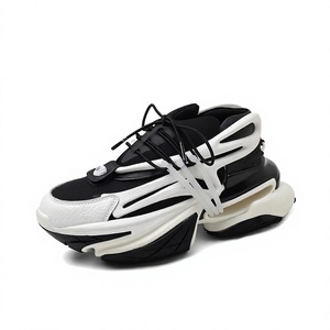 Zapatillas Chunky para Hombre, Plataforma, para Caminar, Negras y Blancas, con Cordones, Punta Redonda, Estilo Casual Urbano - Product Image 4