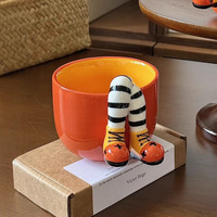 Mug à café en céramique tendance sous glaçure créative avec motif de clown de dessin animé pour cadeau d'anniversaire pour filles, origine Chine