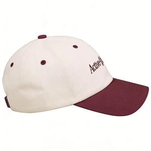 Cappellino da Baseball Personalizzato Non Strutturato a 6 Pannelli in Cotone Unisex Crema Bordeaux Bicolore con Lettera Immagine e Fibbia in <span class=keywords><strong>Rame</strong></span> Argento Perlato - Product Image 3