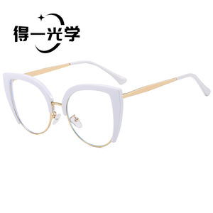 Cat Eye Glasses Half Rim Red Frame Anti Blue Light Women's Fashion <b>Eyewear</b> - Product Image 3