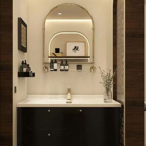 Modern American Simplicity <b>Light</b> Luxury Customized Design Wood Floating Bathroom <b>Vanity</b> with Smart <b>Mirror</b> - Product Image 4