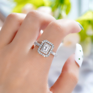 Anello rettangolare cavo vintage per donna, stile cubetto di ghiaccio, gioiello alla moda per l'indice - Product Image 3