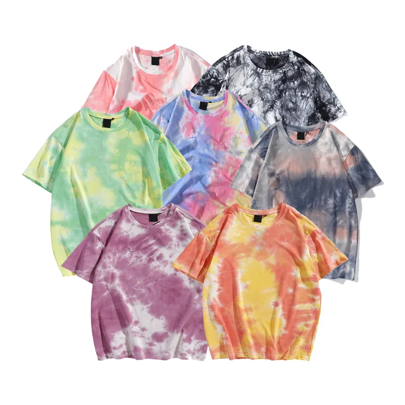 Custom Oem Pattern Tie Dye 180 Grams T Shirt Slim Fit Vintage Style Multicolour Oversized 100% Cotton Printed Graphic T-Shirt