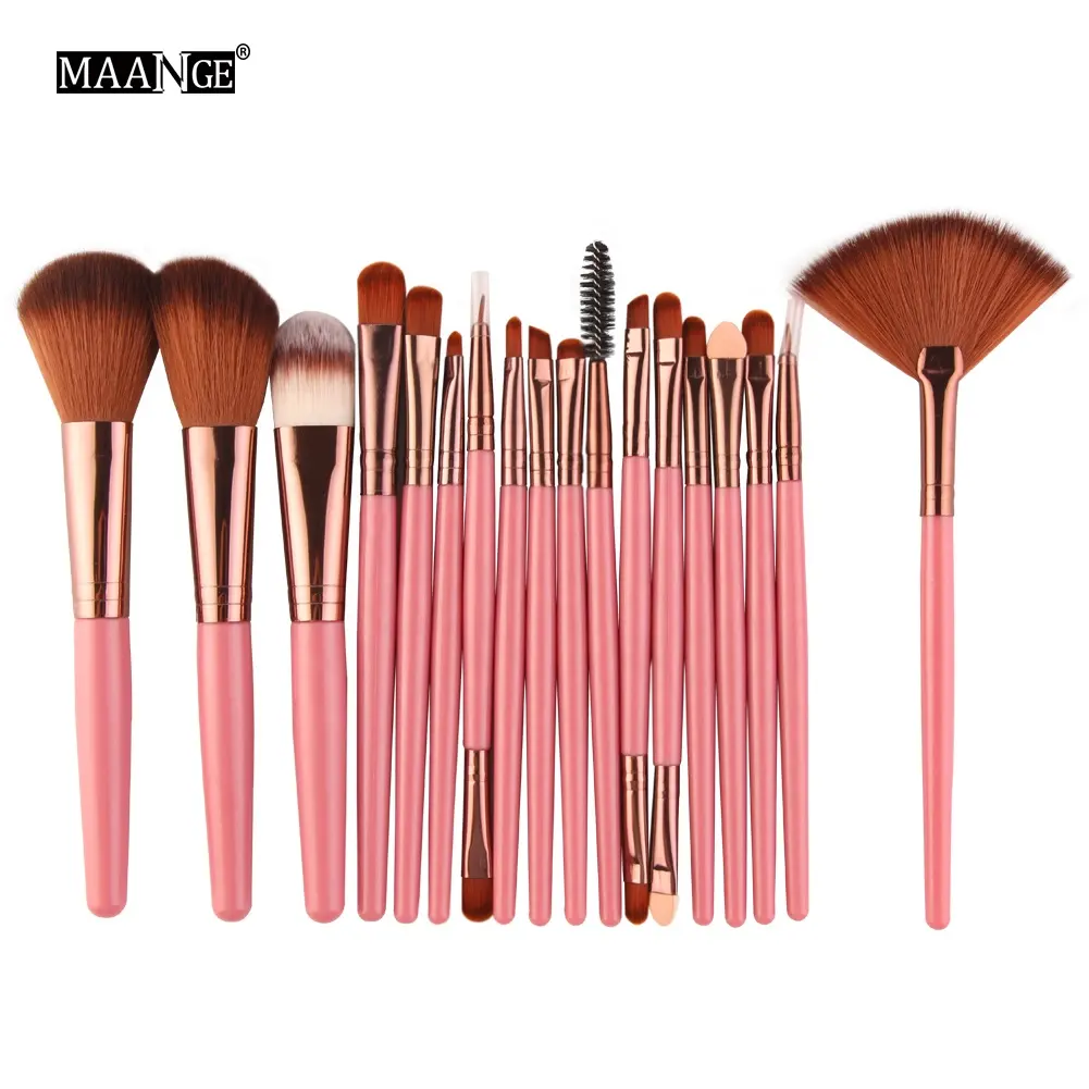 MAANGE 18 pcs new arrival high-quality plastic cosmetic brushes powder concealer foundation professional makeup brush set