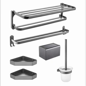 Zimani <b>Bath</b> Hardware Set 5-Piece Wall Mounted Towel Rack <b>Storage</b> Toilet Accessory Set Corrosion Prevention - Product Image 1