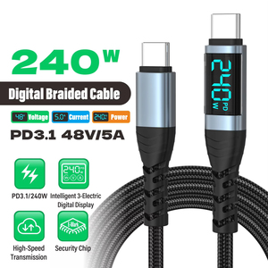 240W 5A E-Mark ชิปจอแสดงผลดิจิตอล USB <span class=keywords><strong>C</strong></span> TO <span class=keywords><strong>Type</strong></span> <span class=keywords><strong>C</strong></span> <span class=keywords><strong>สาย</strong></span><span class=keywords><strong>ชาร์จ</strong></span>ข้อมูลซุปเปอร์<span class=keywords><strong>ชาร์จ</strong></span>สำหรับ iPhone 15 16 17 Pro Samsung S24 Huawei Xiaomi - Product Image 1