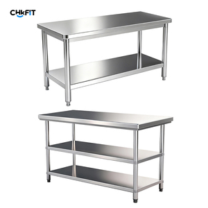 Стол для коммерческого использования из нержавеющей стали CFT: кухонный, гостиничный, разделочный, консольный, для выпечки, квадратный, утолщенный рабочий стол - Product Image 1