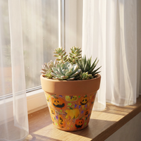 Pot de fleurs décoratif en céramique personnalisé pour Halloween, motif citrouille peint à la main, pot à succulentes, décoration pour la maison et le jardin, cadeau