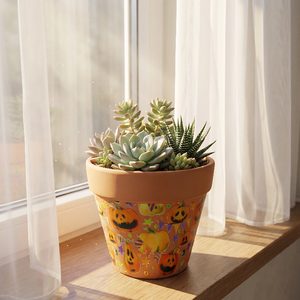 Pot de fleurs décoratif en céramique personnalisé pour Halloween, motif citrouille peint à la main, pot à succulentes, décoration pour la maison et le jardin, cadeau - Product Image 2