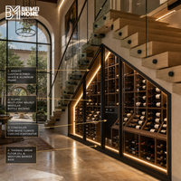 Armoire à vin sur mesure sous les escaliers, encastrée et inclinée, pour le rangement de bouteilles en verre, idéale pour les duplex modernes