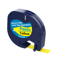 Ruban d'étiquettes, livraison gratuite, noir sur jaune, 12mm x 4m, 91202, Compatible avec Dymo LetraTag, fabriqué en chine
