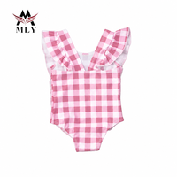 Fabricants de maillots de bain personnalisés, maillots de bain pour enfants à volants, bretelles élastiques, tissu à carreaux, maillot de bain pour tout-petits, maillot de bain de créateur