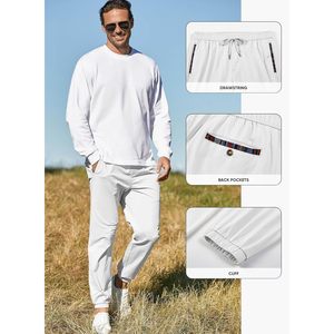 Pantalones Chinos Casuales para Hombre, de Algodón Twill, Cintura Elástica con Cordón, Corte Ajustado, con Bolsillos, Transpirables - Product Image 4