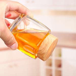 En stock, mini pot en verre carré de haute qualité pour <span class=keywords><strong>miel</strong></span>, cornichons, confiture, avec couvercle en bois, 50 ml, 100 ml, 180 ml, 280 ml, 360 ml, 500 ml, 750 ml - Product Image 5
