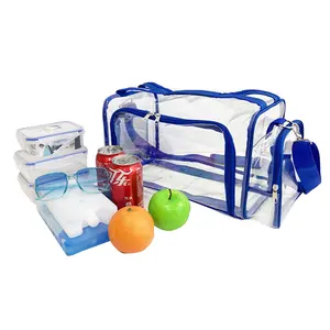 Segurança Aprovado Duffle Gym Bag Viagem Toiletry Case Clear PVC Bagagem Organizer Bag Carry on Travel Duffel para Homens e Mulheres