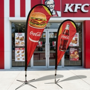 Drapeau de plage personnalisé avec logo imprimé, publicité extérieure, fanions en forme de larme, fanions plume, 110g polyester, mât en fibre de verre, croix métallique - Product Image 6