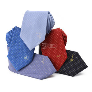 Cravates noires d'affaires Logo d'entreprise Cravate bleu rouge Seta Cravates à pois en tissu de soie faites à la main pour hommes Vente en gros - Product Image 1