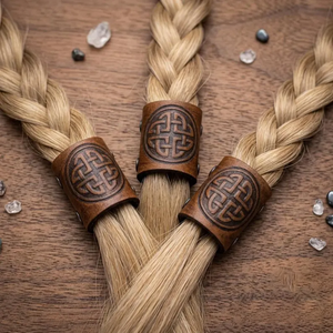 Anneaux de cheveux vikings, perles de tresse à nœuds celtiques, manchettes en cuir pour dreadlocks, bijoux de barbe nordiques, accessoires de costume pour Halloween, cosplay, TV et cinéma - Product Image 4