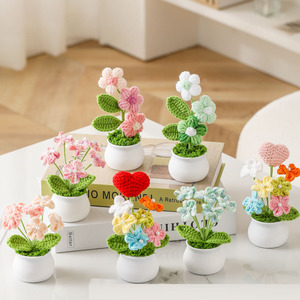 Flores Artificiales de Ganchillo Hechas a Mano en Maceta, Regalo para el Día del Niño 2025, Venta al Por Mayor - Product Image 2