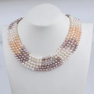 Zhuji Luxury Custom 6-7mm collana di perle di colore misto collana di perle naturali di alta qualità da donna