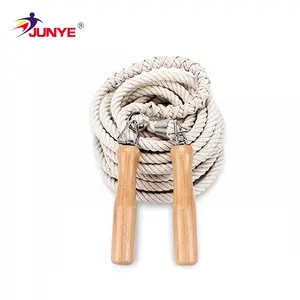 Long Wooden Handle Children Adjustable Nylon Fitness Skipping Cotton Jump Rope