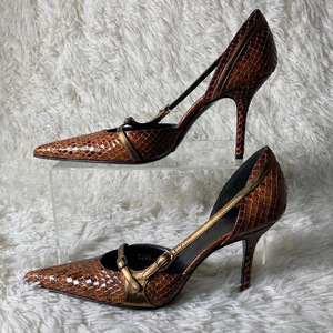 Niche Design Snake Print Stiletto Heels Women Retro Spiked Buckle Hollow Out <b>Pointed</b> <b>Toe</b> Sandals For Y2K Streetwear - Product Image 2