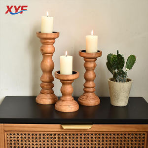 Conjunto de 3 Castiçais de Madeira para Velas Coluna, Ornamentos Decorativos, Estilo Ins para Fotografia, Feito na China - Product Image 1