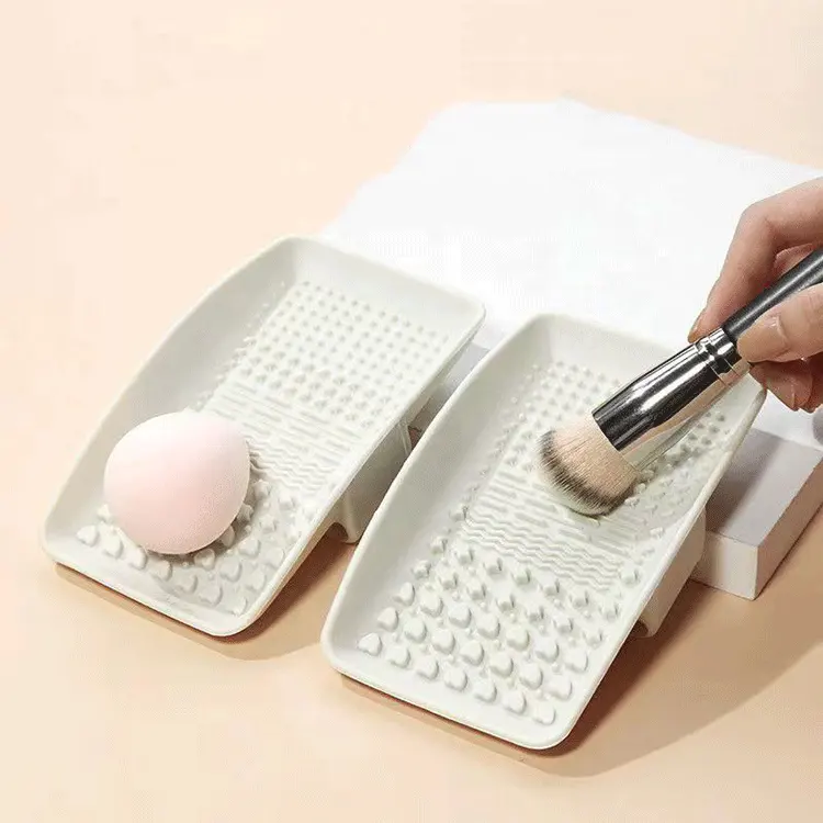 Promoção Barato Cosméticos Fácil Ferramenta de Lavagem Cleaning Cup Powder Puff Square Silicone Maquiagem Brush Cleaner Mat