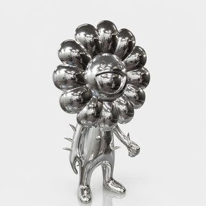 Sculpture de tournesol en résine de fibre de verre, finition chrome doré, pour décoration d'art moderne en extérieur, grand modèle d'ornement personnalisé YX-BLG-pkr - Product Image 1