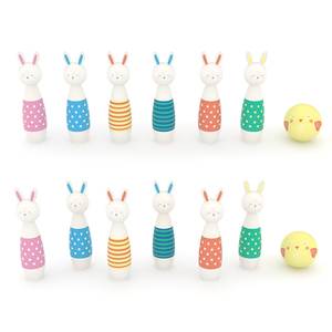 Jeu de quilles en bois <span class=keywords><strong>pour</strong></span> enfants, jeu éducatif <span class=keywords><strong>pour</strong></span> enfants, jeu de quilles en bois de dessin animé <span class=keywords><strong>pour</strong></span> enfants, jeu de plein air, jouet de Pâques - Product Image 2
