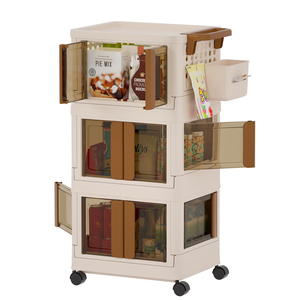 Haixin Plastic Storage Box With Wheel, Foldable Multifunctional Stacked Storage Box