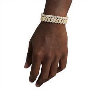 Bracelet Moissanite de Luxe à Double Rangée Maille Cubaine en Argent Sterling 925 Certifié Chaîne Miami Tendance Hip Hop Bijoux de Fête - Product Image 1