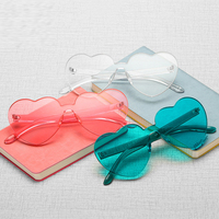 NWOGLSS 001 Lunettes de soleil sans monture Love & roses Fashion Party Lunettes de soleil cœur pour femmes