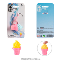 Jouet sensoriel en forme de cornet de crème glacée imprimé en 3D, jouet anti-stress à presser, porte-clés mignon en forme de cornet de crème glacée pour enfants
