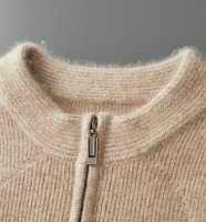 Pull en laine pure à 100 % pour homme, col mi-haut zippé, épais, pour affaires et mode, manteau tricoté chaud, automne-hiver