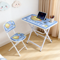 Ensemble table et chaise d'étude pliables et portables pour jeunes enfants, avec structure en MDF et métal, design écologique