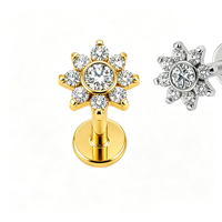 Boucles d'oreilles pendantes Freya en acier inoxydable 316L avec zircon cubique, à visser, pour piercing hélix, tragus, labret, pour femme