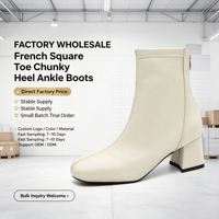 Bottes de cow-boy à plateforme pour femmes, vente en gros d'usine, nouvelle collection hiver 2026, bout carré, fermeture éclair arrière, bottines à talon épais mi-haut