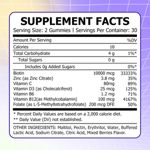 Fast Absorption Vegan Biotin Gummies Beauty Boost Formula Brighten Skin Strengthen Hair Nails Biotin Gummy Candy - Product Image 2