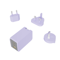 Cargador GaN Rápido de 100W 5/9/15v 3a, Convertible con Enchufe Plegable para Reino Unido, Estados Unidos y Europa, Cargador USB C Multipuerto Tipo C para Portátiles