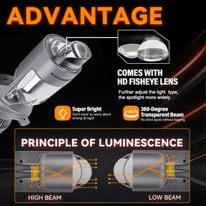 ไฟหน้า LED H4 ซุปเปอร์ไบรท์ 100W 12V มินิโปรเจคเตอร์ A82 ไฟตัดหมอก 10000 ลูเมนส์ กันน้ำ สำหรับรถยนต์ ใช้ได้กับรถยนต์ทั่วไป - Product Image 4