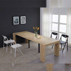 Tavolo Consolle Trasformabile in Rovere Bianco per Arredamento Casa, Tavolo da Pranzo Salvaspazio per Eventi - Product Image 5