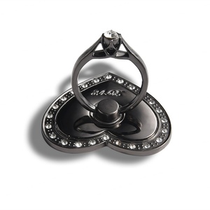 <b>Black</b> Heart Shape Fashion Metal Magnet <b>Bracket</b> 360 Degrees Magnetic Mobile Phone Ring Holder - Product Image 3
