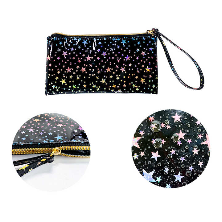 New Design Black PVC Holographic printing Coins Purse Wallet Custom