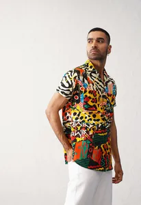 100% camisas casuales con estampado animal abstracto de algodón, suministro de servicio OEM de verano transpirable - Product Image 2